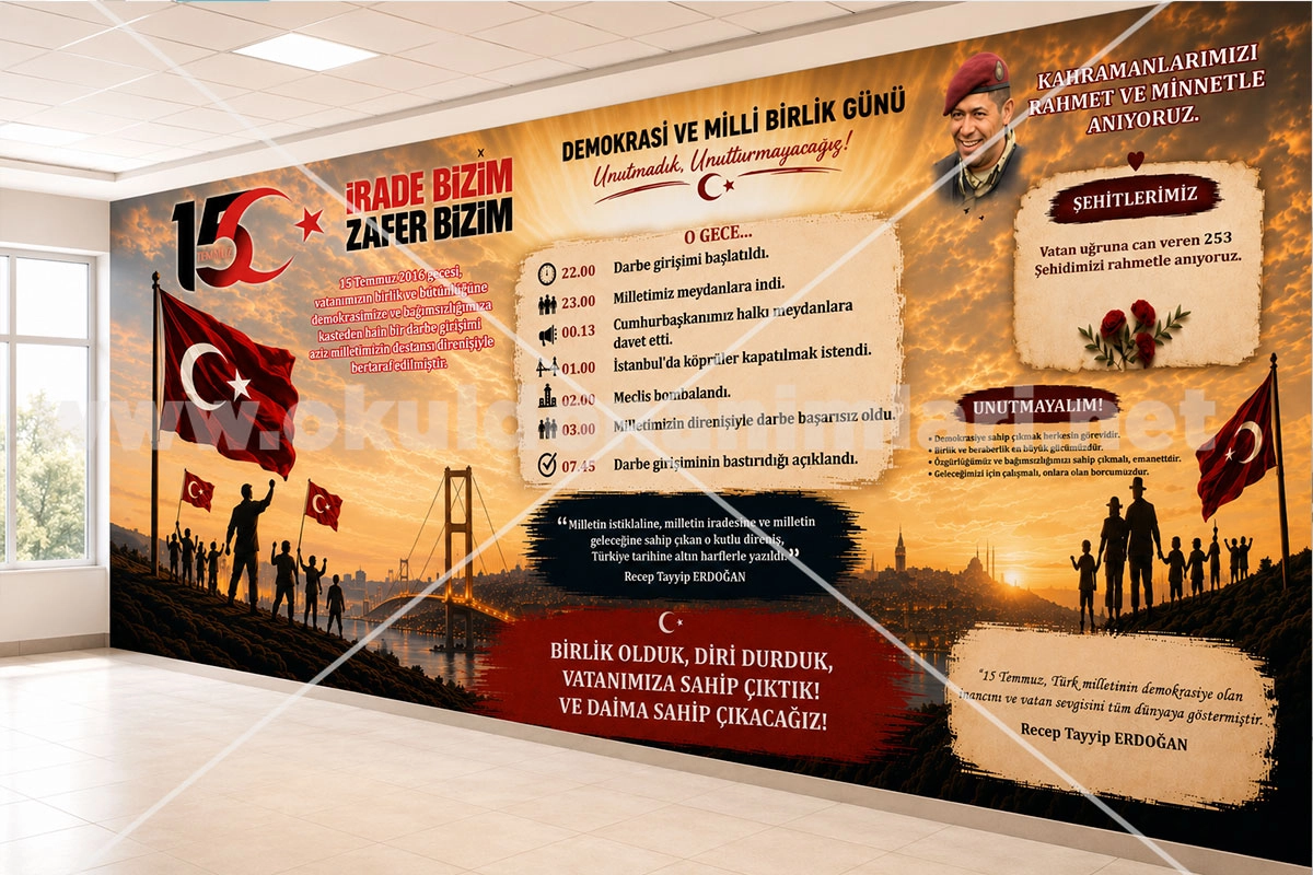 15 Temmuz Okul Duvar Posteri