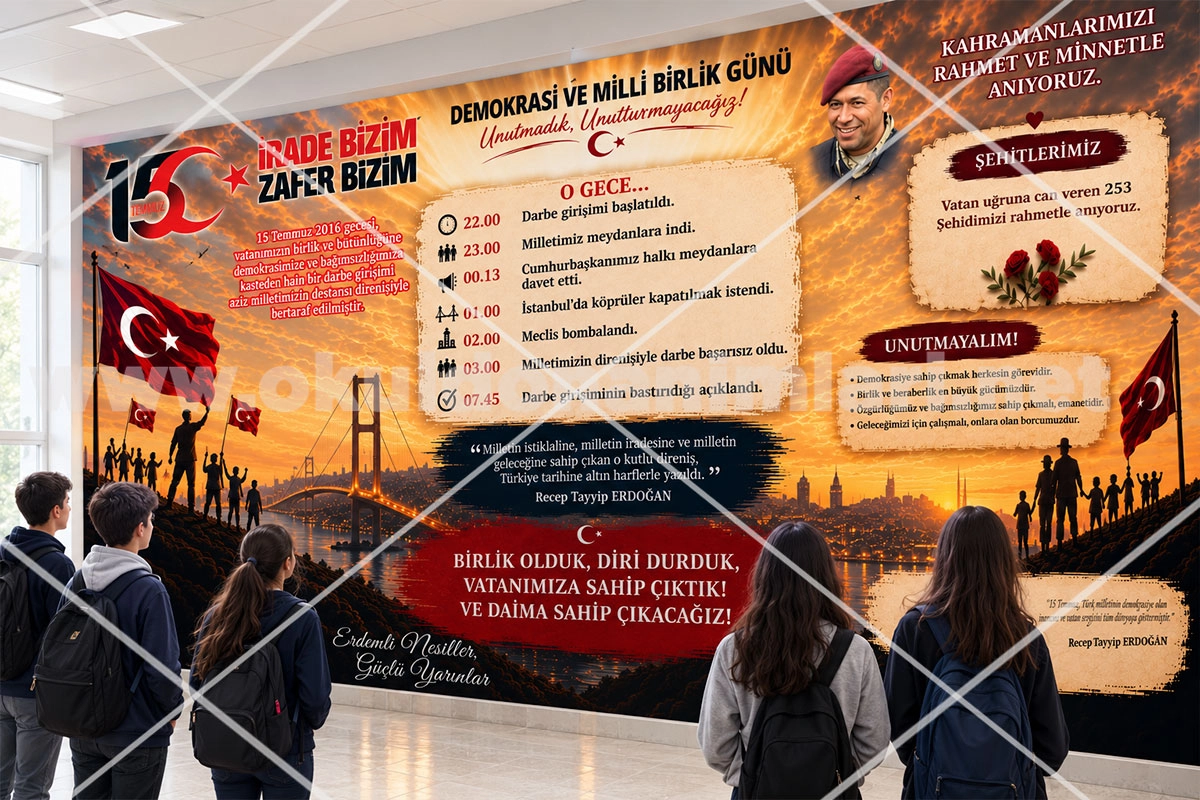 15 Temmuz Okul Duvar Posteri