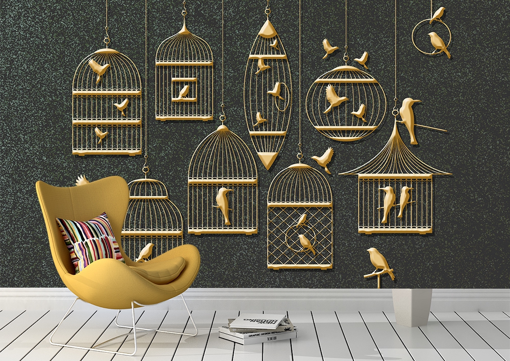 3 boyutlu gold duvar kuması