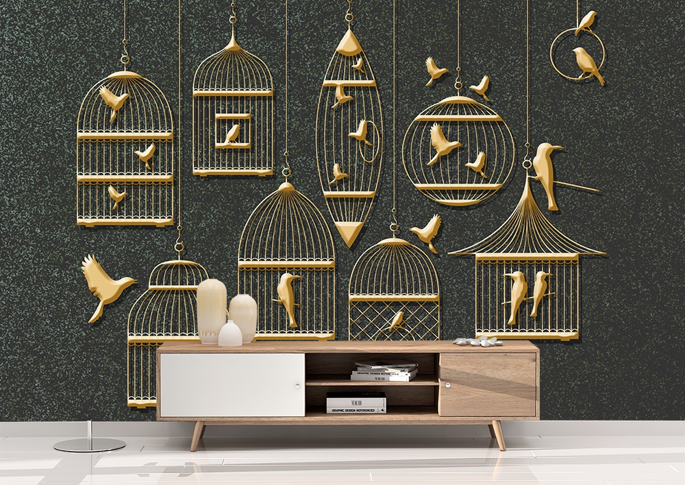 3 boyutlu gold duvar kuması