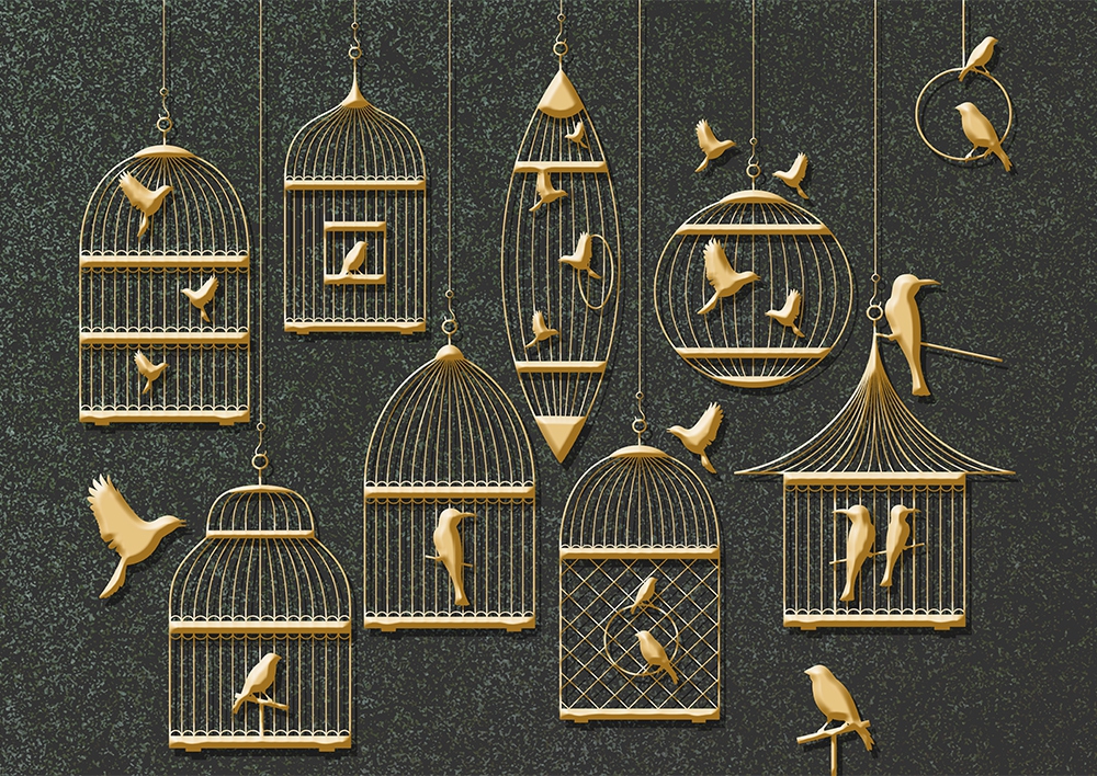 3 boyutlu gold duvar kuması