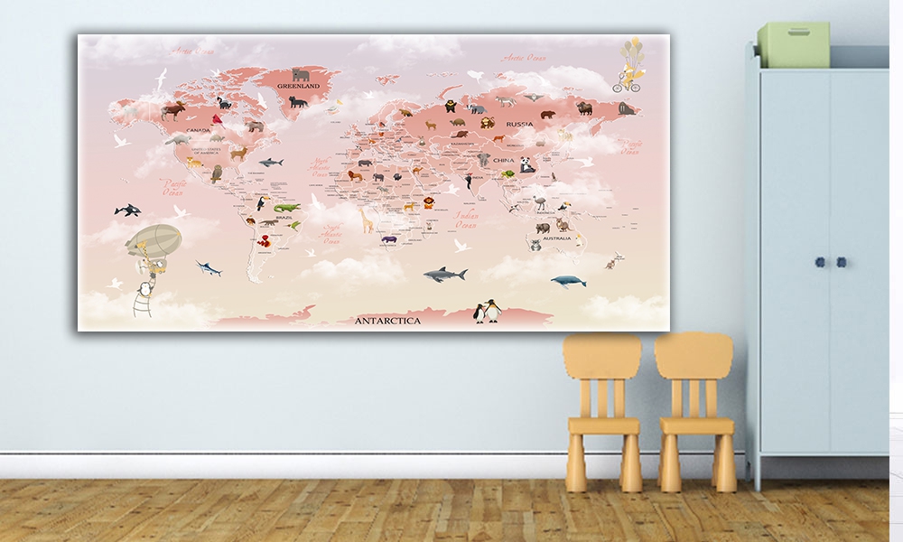Çocuk dünya haritası posteri