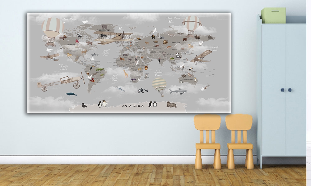 Çocuk dünya haritası posteri