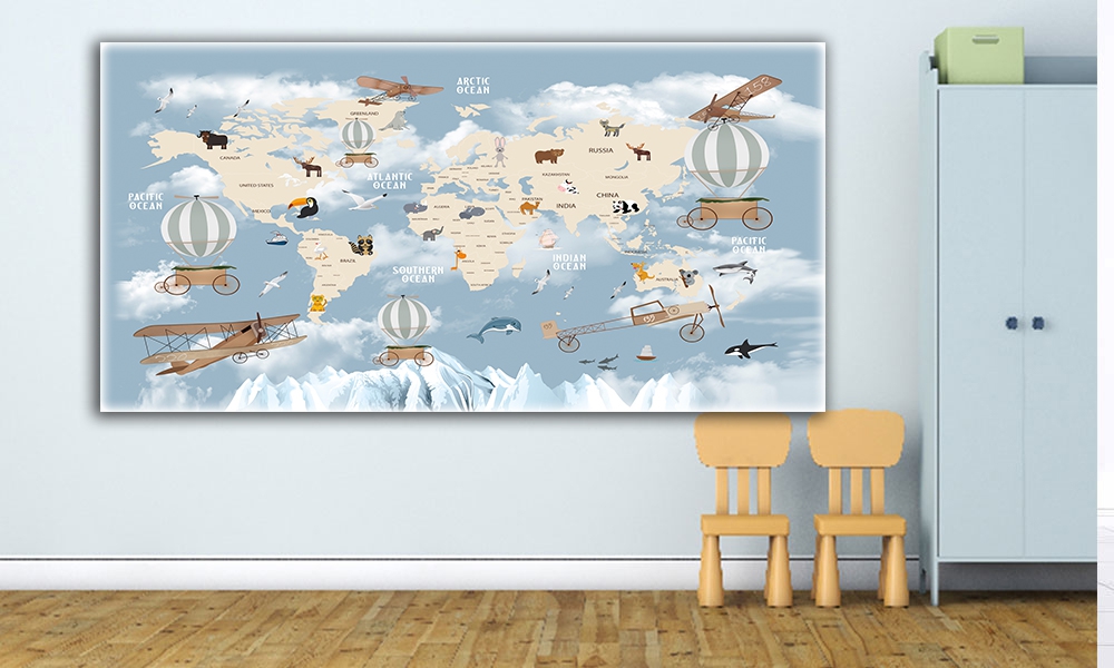 Çocuk dünya haritası posteri