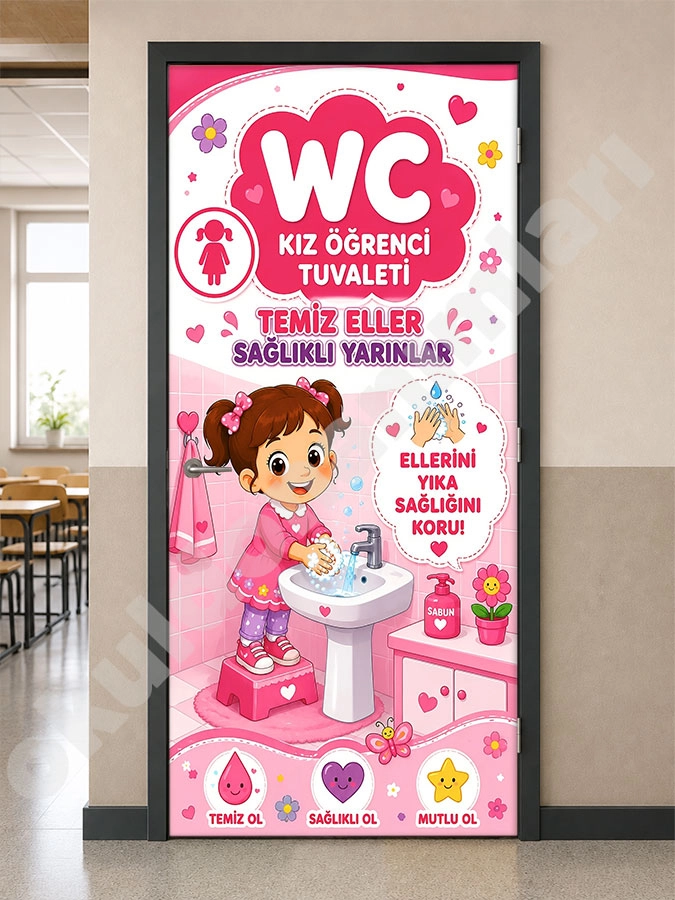 Anaokulu Kız Öğrenci WC Kapı Giydirme