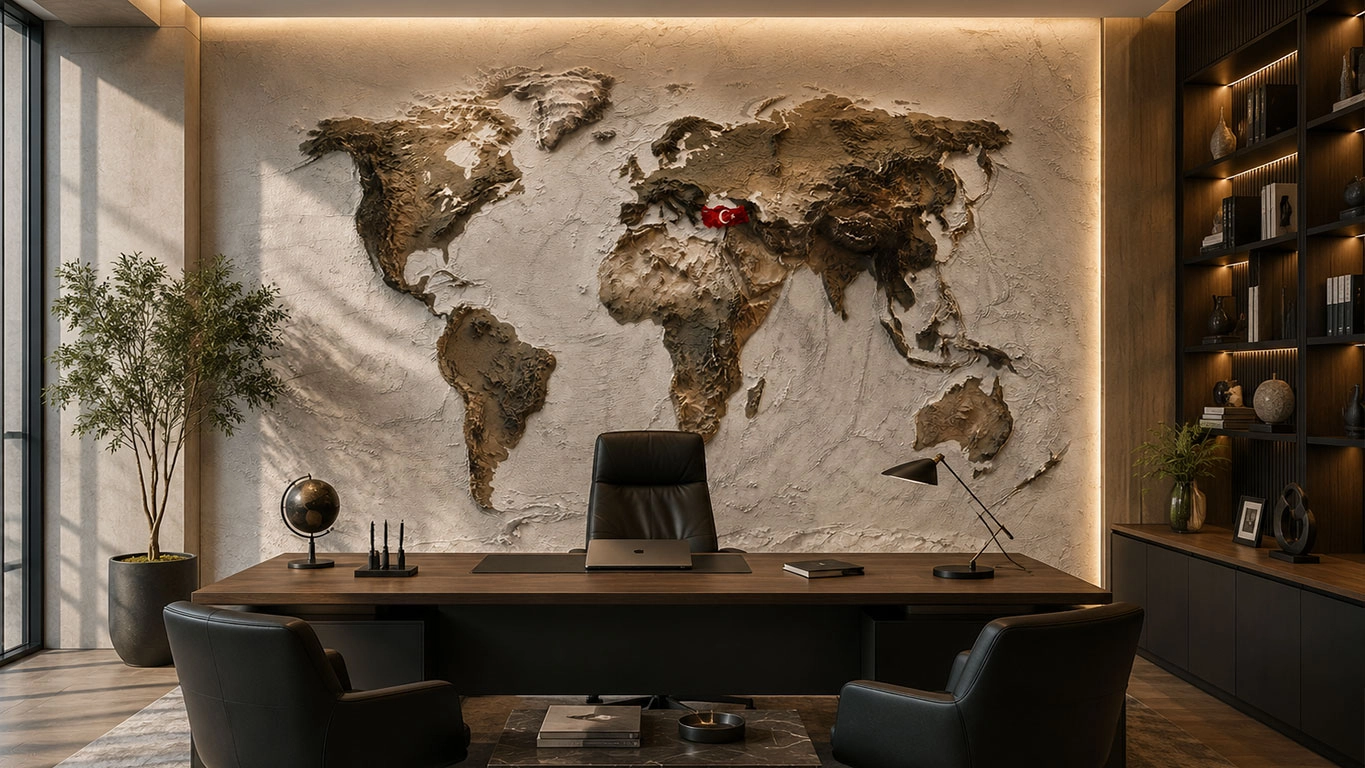 Ofis Dünya Haritası Duvar Kaplama
