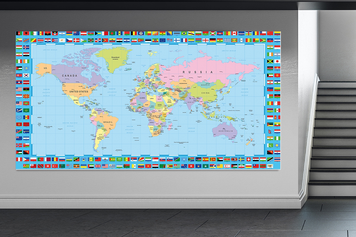 Dünya Haritası ve Bayrak