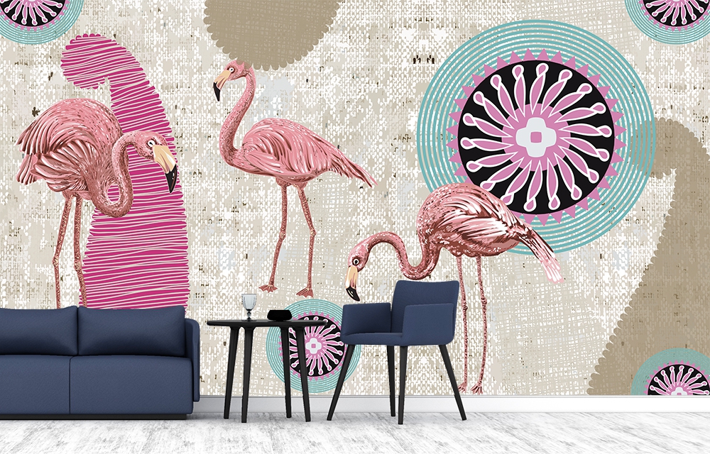 Flamingo duvar kagidi