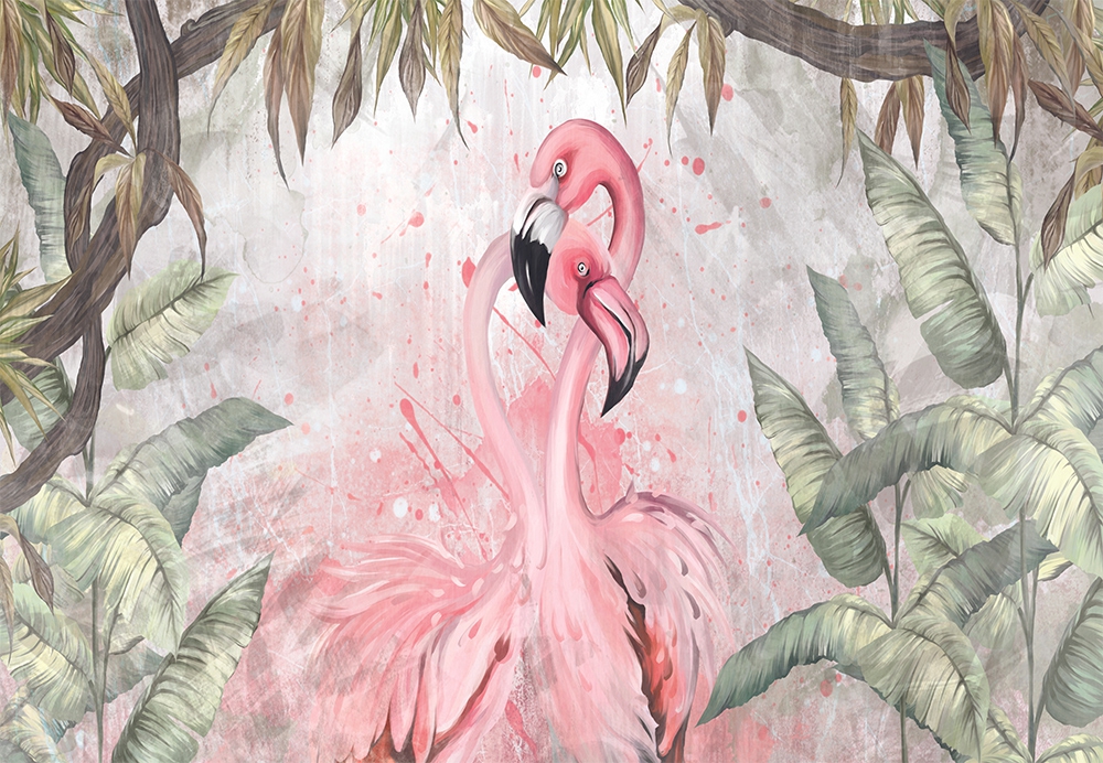 Flamingo yapraklı duvar kağıdı