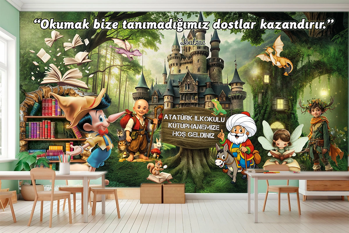 Kütüphane duvar posteri
