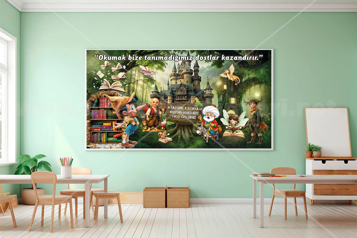 Kütüphane duvar posteri