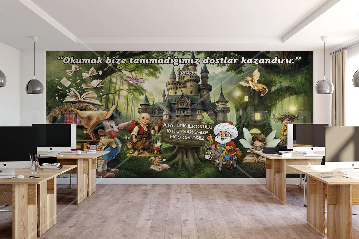 Kütüphane duvar posteri
