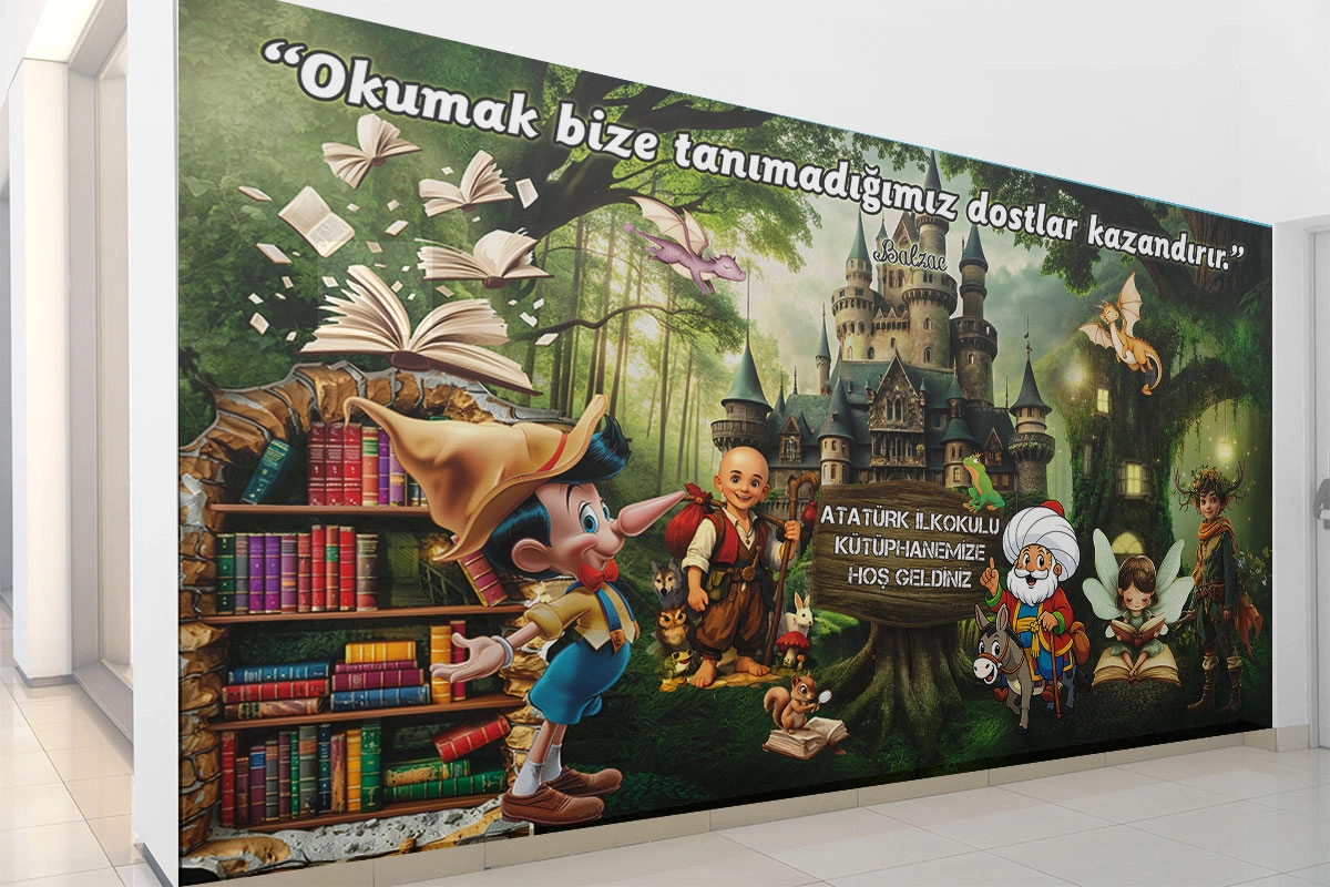 Kütüphane duvar posteri