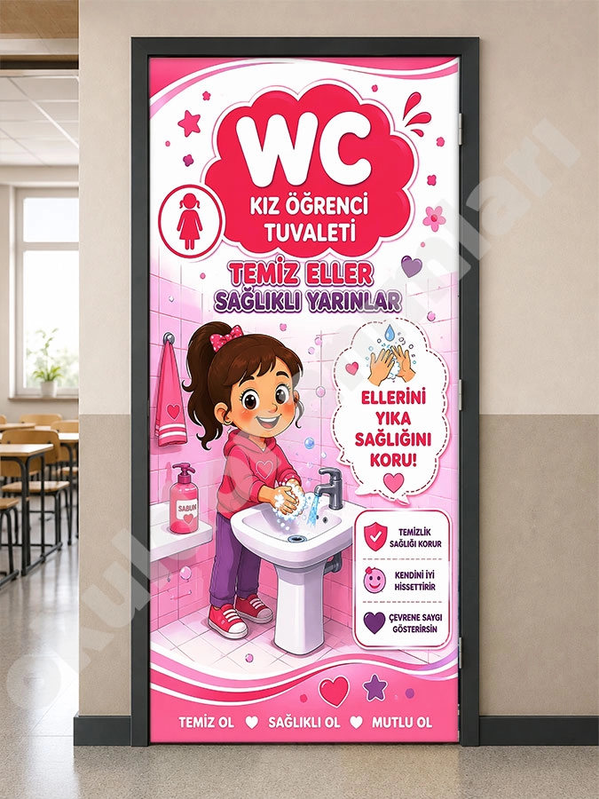Kız Öğrenci WC Kapı Giydirme