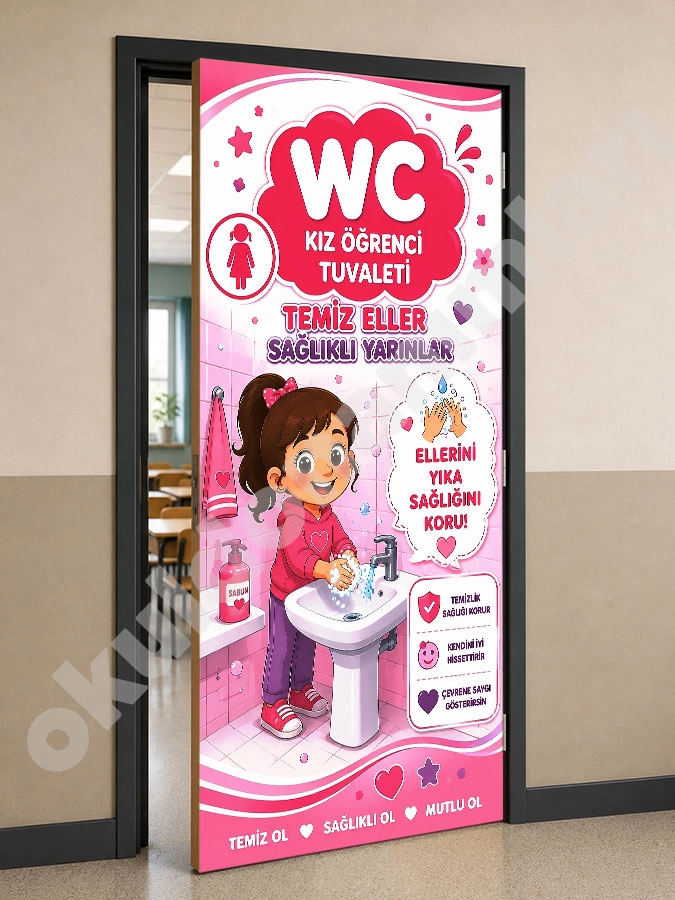Kız Öğrenci WC Kapı Giydirme