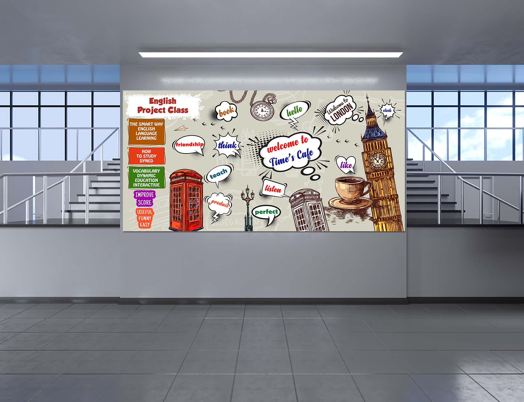 ingilizce sokağı, ingilizce eğitim posteri, ingilizce okul posteri