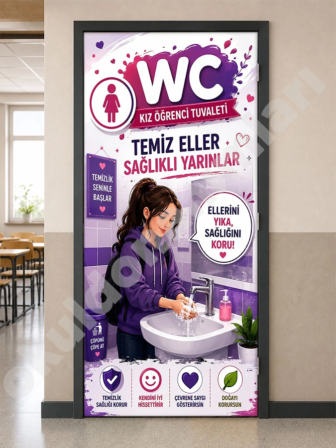 Lise Kız Öğrenci WC Kapı Giydirme