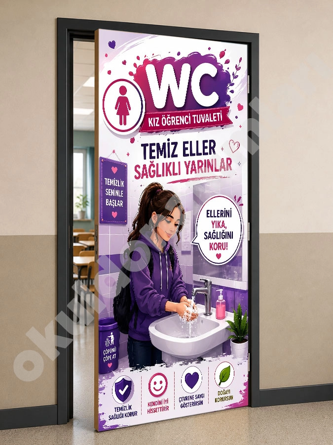 Lise Kız Öğrenci WC Kapı Giydirme