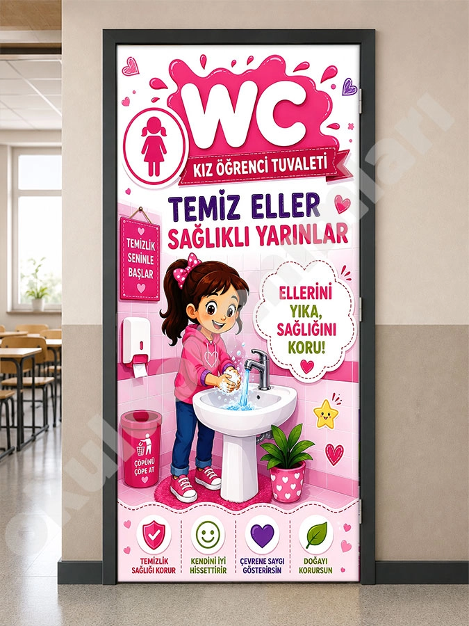 Kız Öğrenci Tuvaleti WC Kapı Posteri