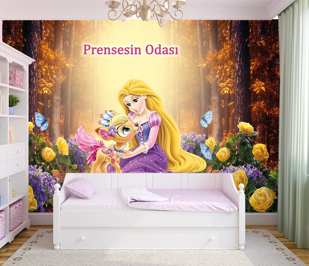 Prenses kız odası duvar kağıdı modelleri Poster atölyesi, cocuk duvar