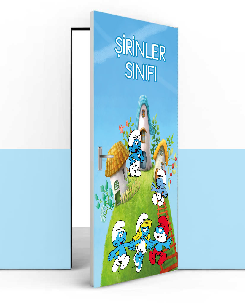 Şirinler kapı giydirme