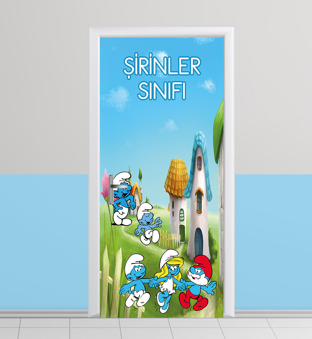Şirinler kapı giydirme