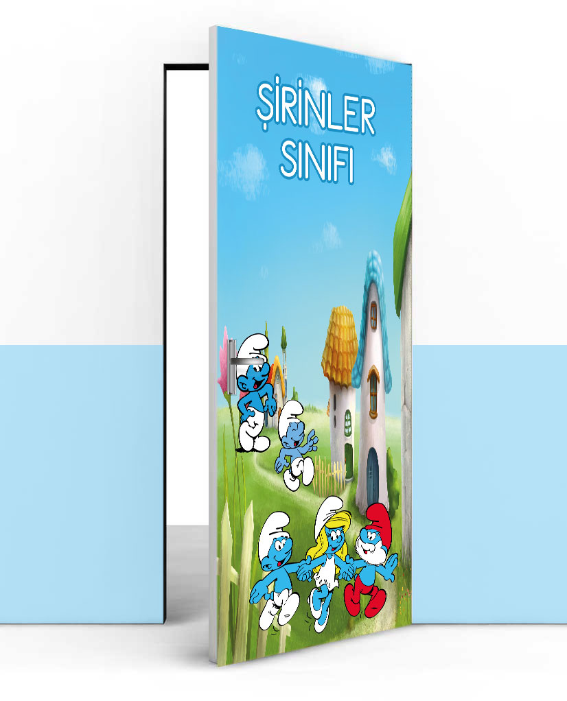 Şirinler kapı giydirme