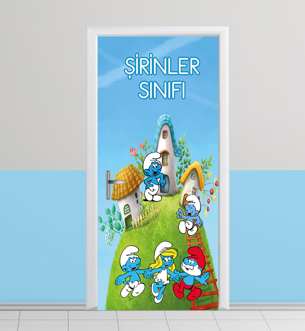 Şirinler kapı giydirme