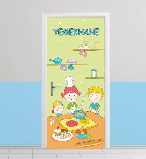 Anaokulu yemekhane kapı giydirme görselleri