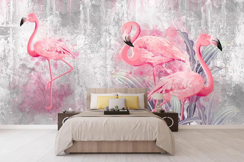 Flamingo yapraklı duvar kağıdı ucuz fiyat 