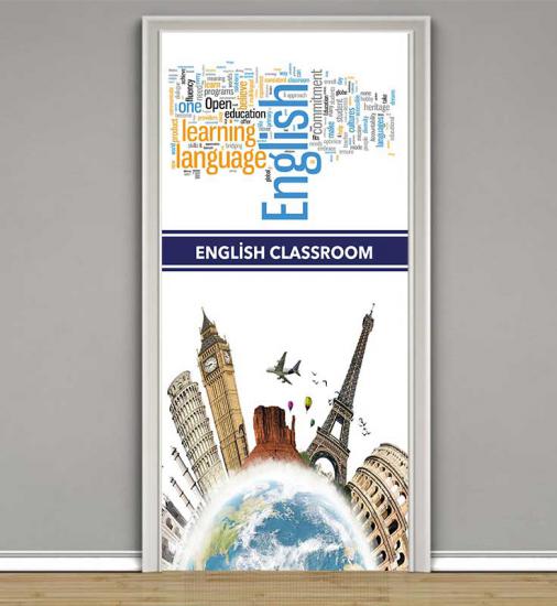 ingilizce sokağı, ingilizce eğitim posteri, ingilizce okul posteri, ingilizce kapı giydirme, ingilizce duvar giydirme, ingilizce kiriş yazıları, english classroom, english street