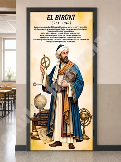 El Bîrûnî Kapı Giydirme  Bilim İnsanları Okul Posteri