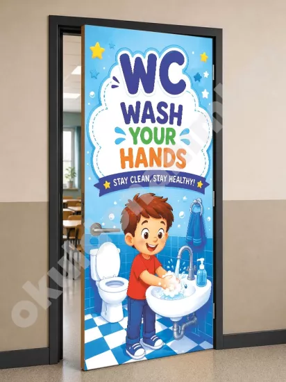 Erkek Çocuk WC ve El Yıkama Kapı Posteri