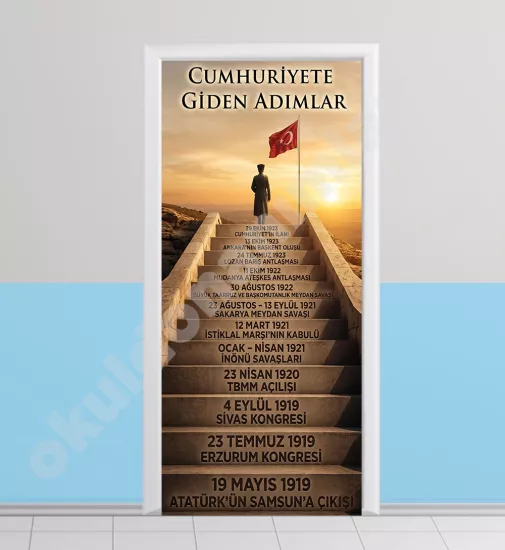Atatürk Temalı Okul Kapı Stickerı