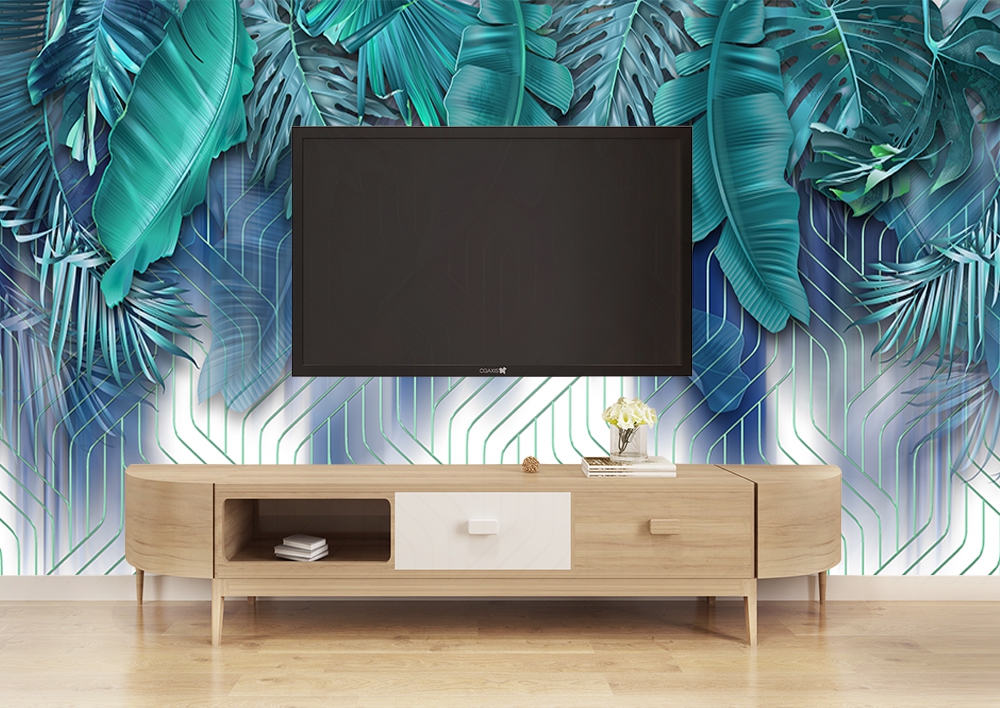 Mavi yapraklı duvar kağıdı