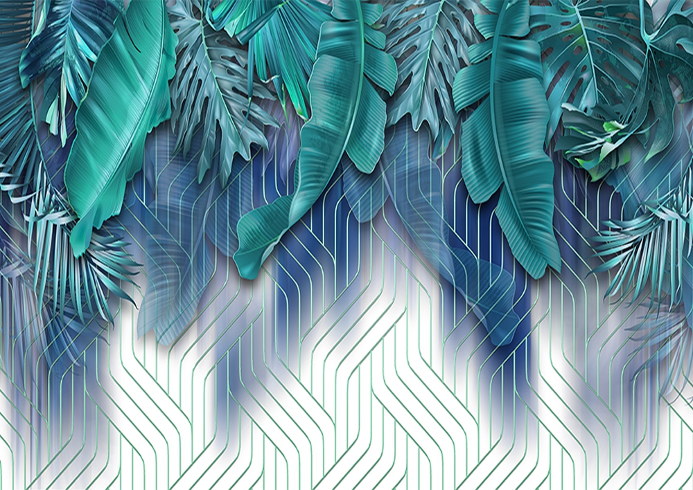 Mavi yapraklı duvar kağıdı